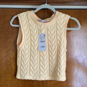Zara Sleeveless Cable Knit Top